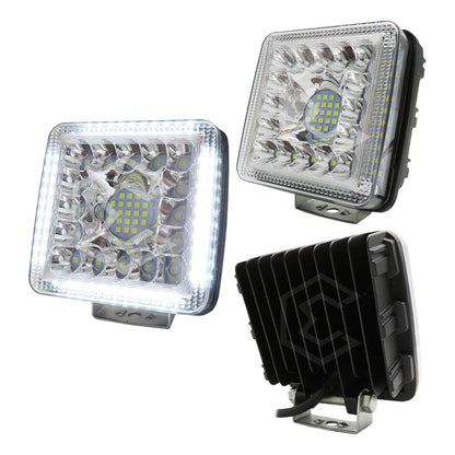 Par De Faros 77 Leds Auxiliares Luz Fija Aro De Luz 10-30v