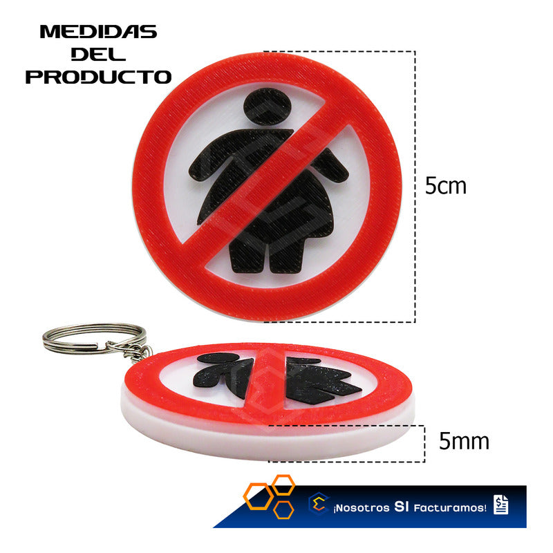 Llavero Colgante No Subo Gordas Prohibido Broma Impresión 3d Llavero No Gordas