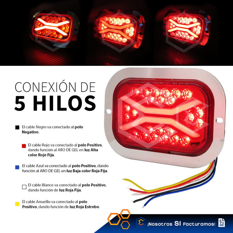 Par De Plafon 24 Leds Rectangular Aro Gel 4 Funciones 12-24v