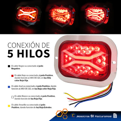 1 Plafon 24 Leds Rectangular Aro De Gel 4 Funciones 12-24v