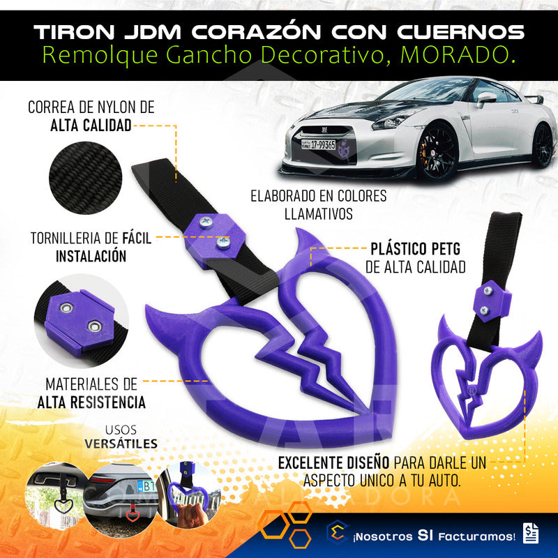 Tiron Corazon Cuernos Jdm Tsurikawa Remolque Gancho Decorati