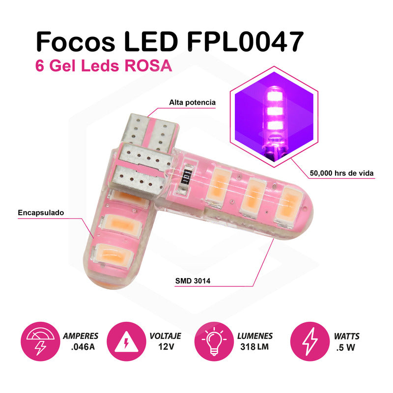 Kit De 10 Focos De Pellizco T10 6 Gel Leds Smd Alta Potencia