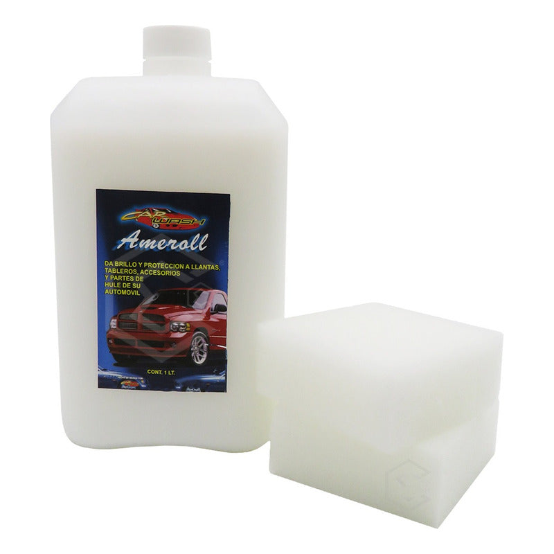 2 Amoroll Abrillantador Protege Hule Plástico C/2 Esponja 1l Blanco