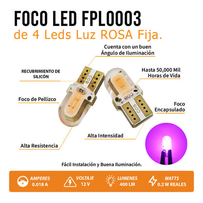 Kit 5 Pares  Focos Led Cob Pellizco T10 Silicon Auto Moto