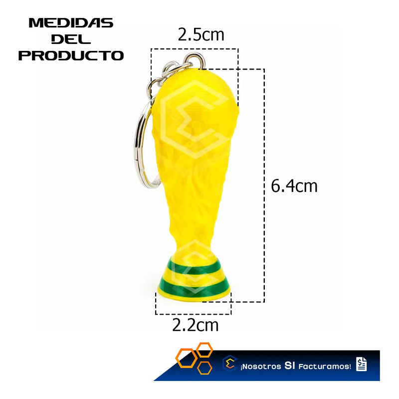 1 Llavero Trofeo Dorado Futbol Copa Mundial 2026 3d Petg Dorado