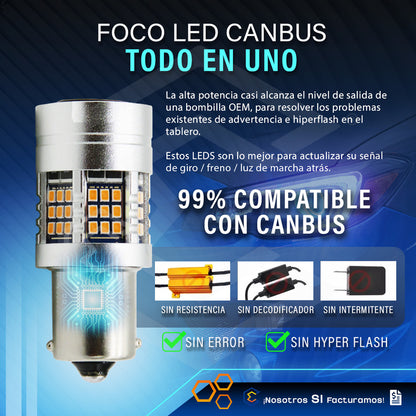 2 Focos 1156 54 Leds Canbus Fijo Ventilador 12v 29w 1000lm