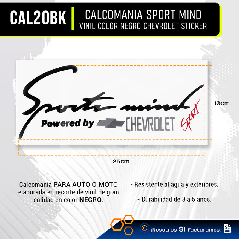 Calcomanía Sport Mind Chevrolet Sticker Vinil Auto Moto 25cm