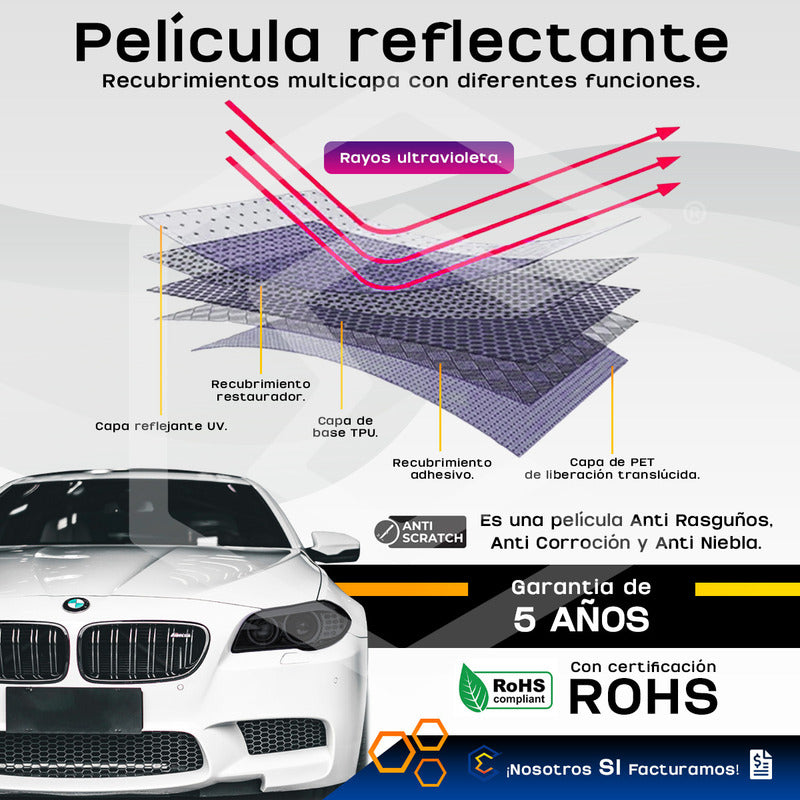 Película Protectora Ppf Fotocromático Faros Rollo 30cm X 1mt