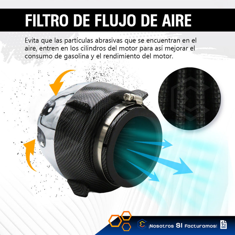 Filtro De Alto Flujo Universal Tipo Bala Cromado Abrazadera