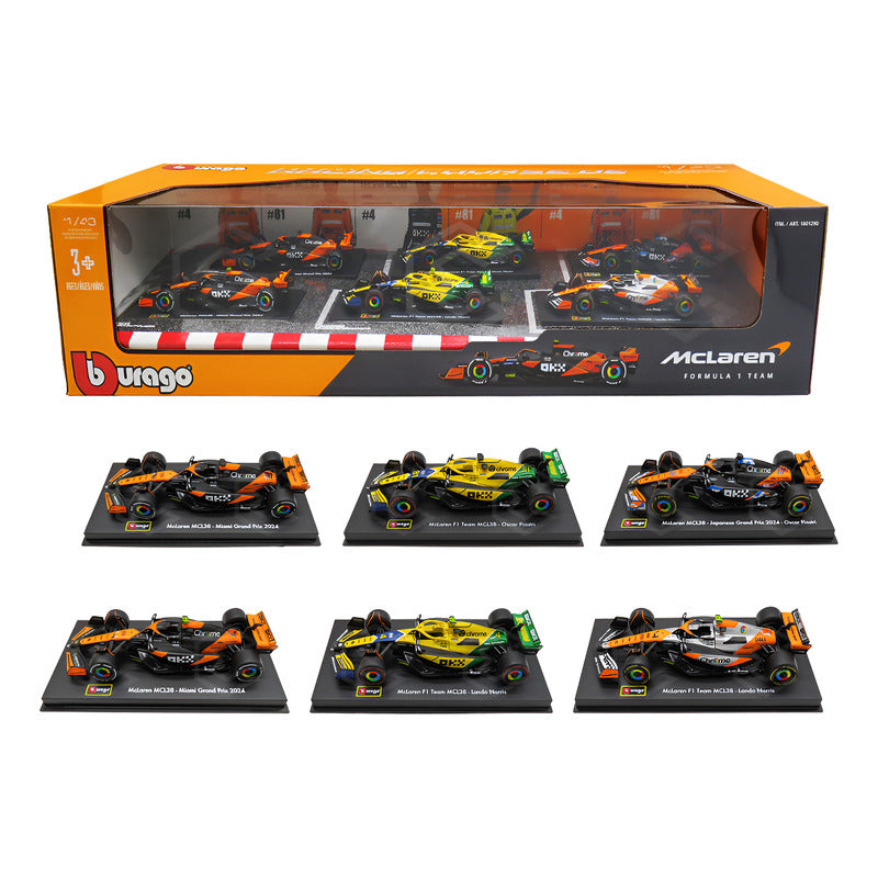 Mclaren Bburago Kit 6 Autos Formula 1 Colección Escala 1:43 Naranja