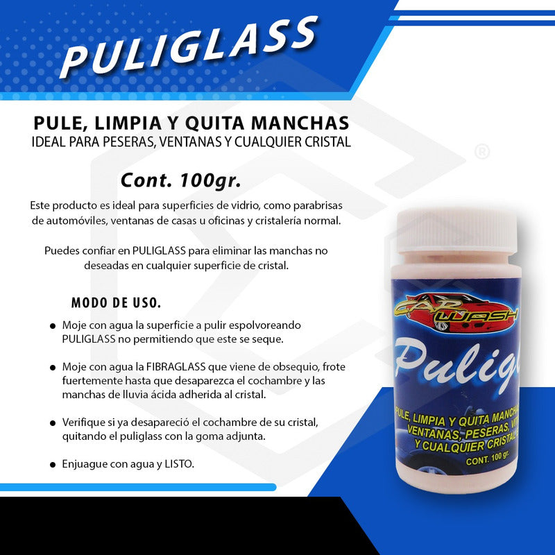 Pulidor De Vidrio Y Cristal Limpiador Quita Mancha Puliglass