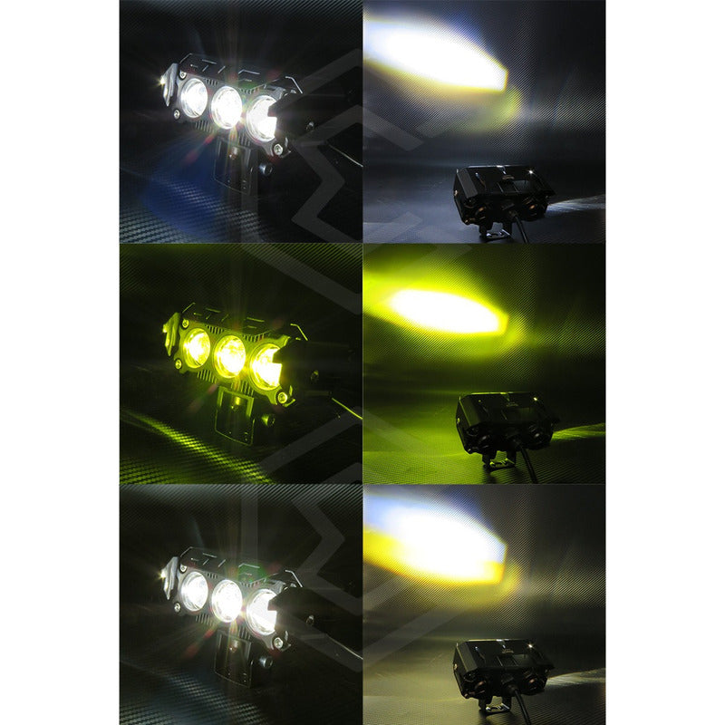 2 Faros Bicolor 18 Hiperleds C Ventilador Moto 3 Lupas Fijo