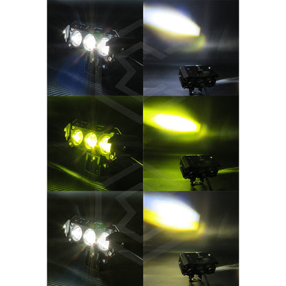 2 Faros Bicolor 18 Hiperleds C Ventilador Moto 3 Lupas Fijo