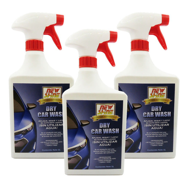 3 Dry Wash New Shine Lavado En Seco Sin Utilizar Agua Transparente