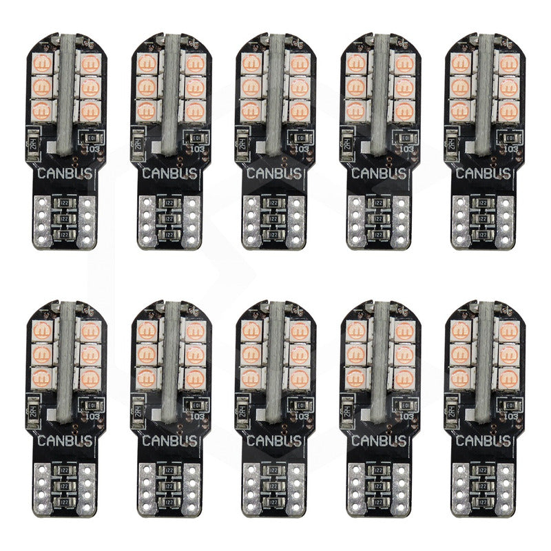 Kit 10 Focos Pellizco T10 24 Leds Canbus 3030 Alta Potencia