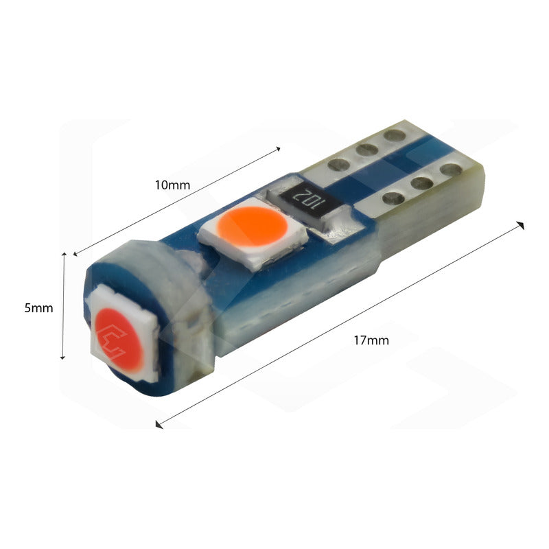 Kit 10 Focos 3 Leds Tablero Mandos T5 3030 3w 12v Colores