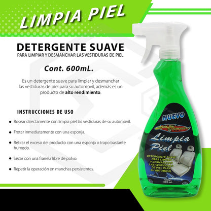 2 Detergente Automotriz Limpiador Vestiduras De Piel 600ml Verde