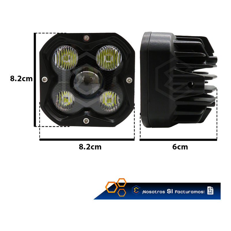 Par De Faros 5 Leds Cuadrado Luz Blanca Fija 60,000lm 9-30v
