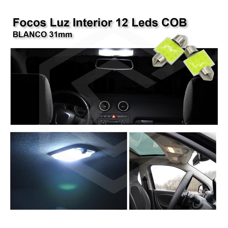 2 Pzs Foco Led Cob Festoon Fusible Interior 31 36 39 Y 41 Mm