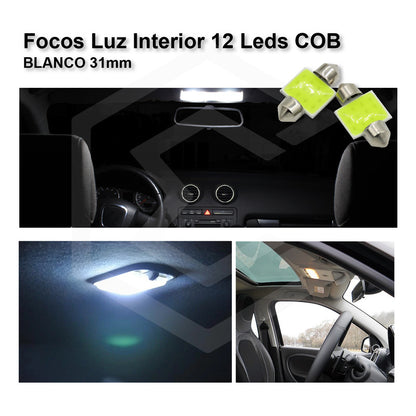 2 Pzs Foco Led Cob Festoon Fusible Interior 31 36 39 Y 41 Mm