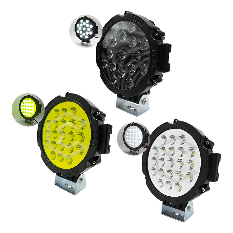 Faro Cree Redondo Universal 21 Led Blanco/ambar Fijo 7'' 24v