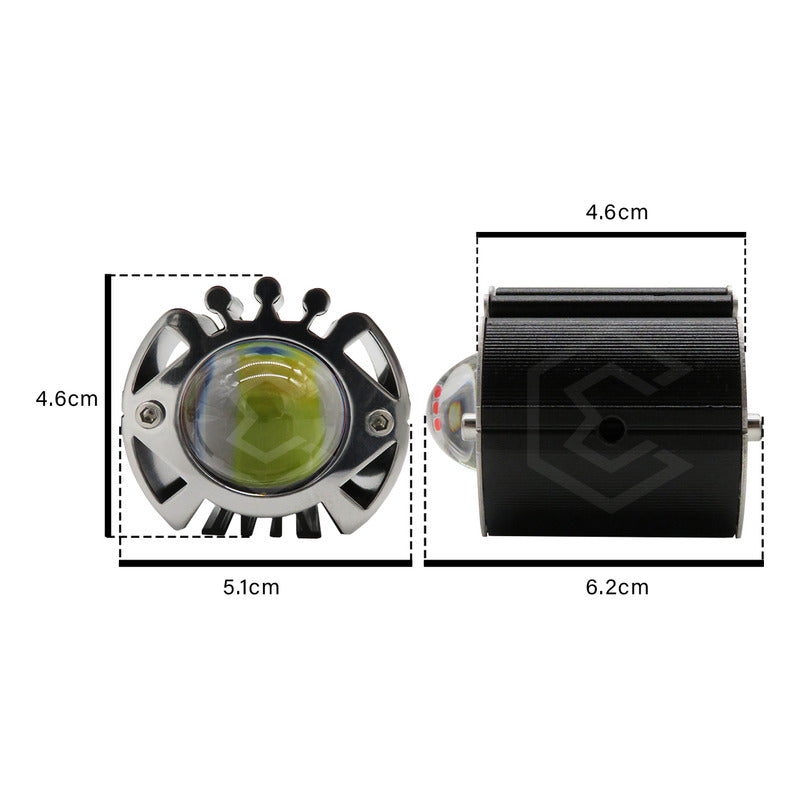Par De Faros 12 Leds Con Lupa Ojo Demonio 5 Funciones 12-24v
