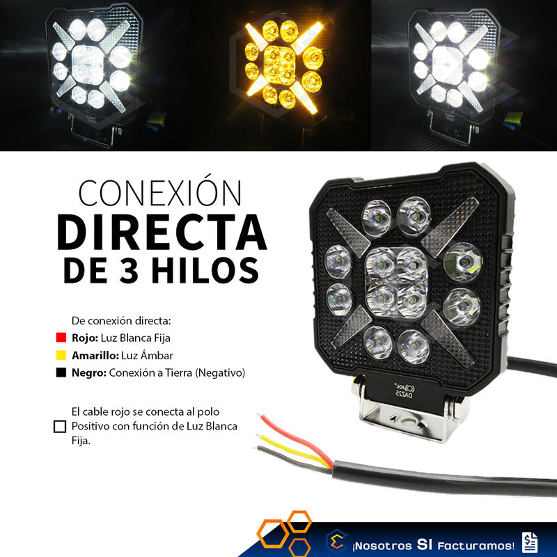 Par De Faros 24 Leds Bicolor Fijo Secuencial 12-24v