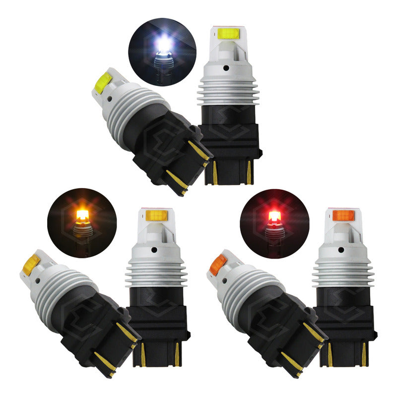 Par De Focos 3157 12 Leds Csp Canbus Fijo 10-60v 10w 1100lm