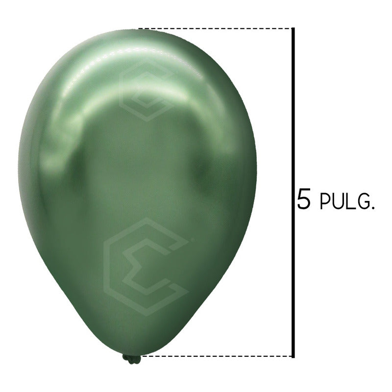 Bolsa 100 Globos Verde Metalizado #5 Fiestas Bodas Latex Verde Metalizado