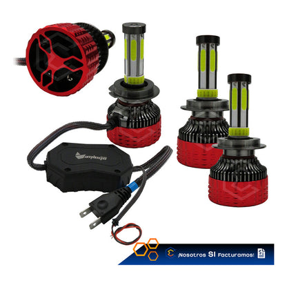 2 Focos Led H7 Ventilador Alta Baja Aro Luz 15,000lm 12-24v H7