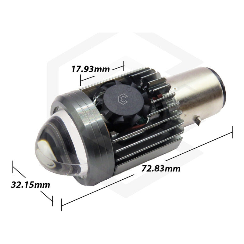 Foco Moto H4 Lupa Con Ventilador Ba20d Bicolor 6 Leds Csp T