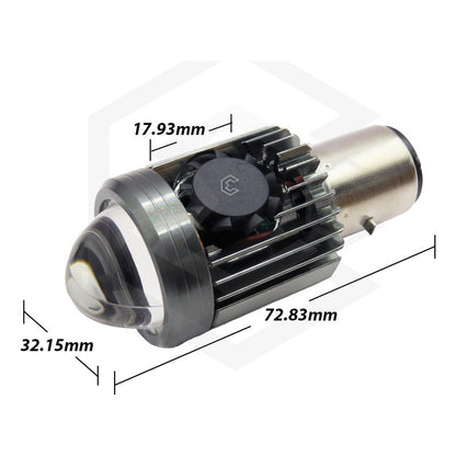 Foco Moto H4 Lupa Con Ventilador Ba20d Bicolor 6 Leds Csp T