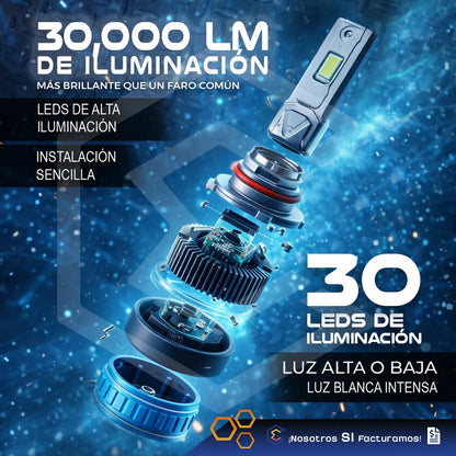 2 Focos 30 Led 9005 Canbus Ventilador Alta Baja 36000lm 101w 9005