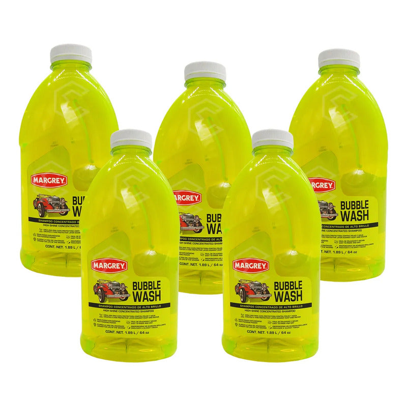 5 Shampoo Concentrado Alto Brillo Espuma Bubble Wash Margrey