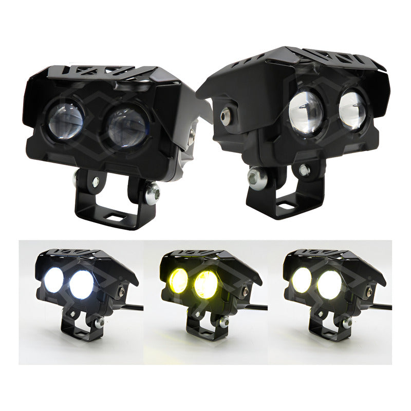 Par De Faros 12 Leds 2 Lupas Blanco-ambar 3 Funciones 10-30v