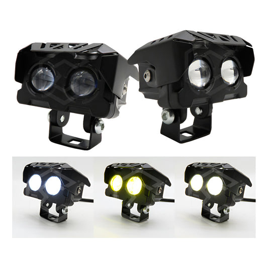 Par De Faros 12 Leds 2 Lupas Blanco-ambar 3 Funciones 10-30v