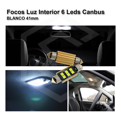 Par De Focos Luz Interior 31 36 39 41 Mm 6 Leds Canbus 12v