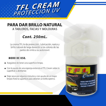 Crema Abrillantadora Tablero Facias Moldura Protección 250gr Blanco
