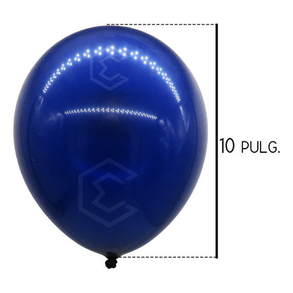 Bolsa 100 Globos Azul Noche Brillos #10 Fiestas Bodas Latex Azul