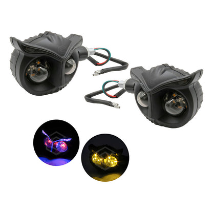 2 Faros Direccionales Universal 26 Leds Búho Moto Tricolor
