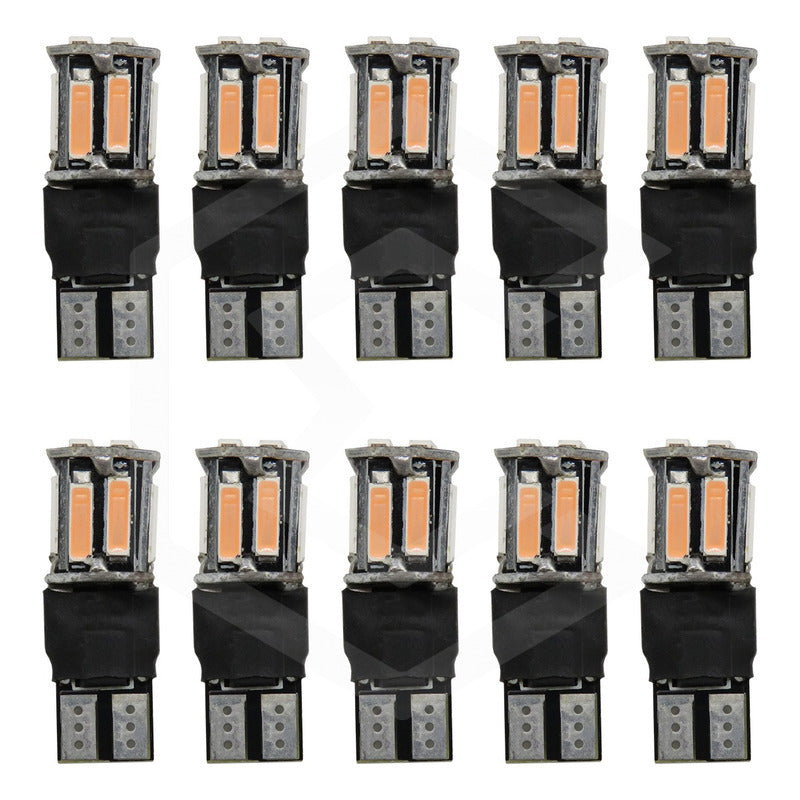 Kit 10 Focos De Pellizco 10 Led Canbus Fijo + Estrobo T10