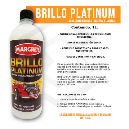3 Brillo Platinum Tablero Y Llantas Silicona No Grasoso 1l