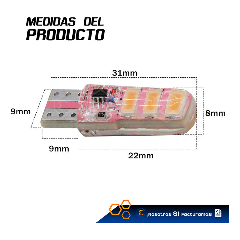 Par De Focos De Pellizco 6 Leds Smd T10 Gel Luz Estrobo 12v