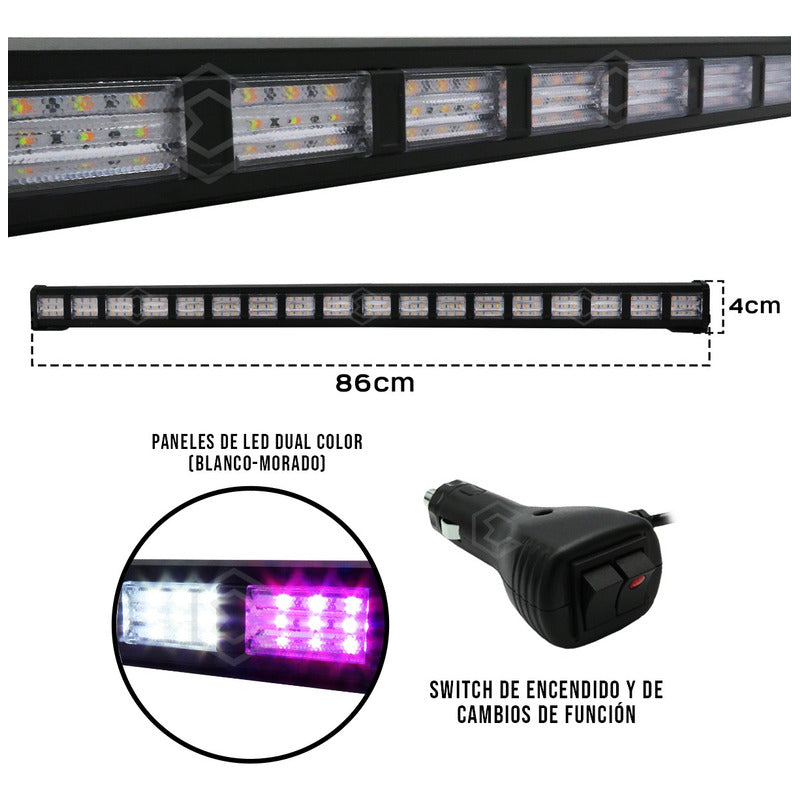 Barra 324 Led 19 Funciones 18 Módulos Bicolor Estrobo 12-24v