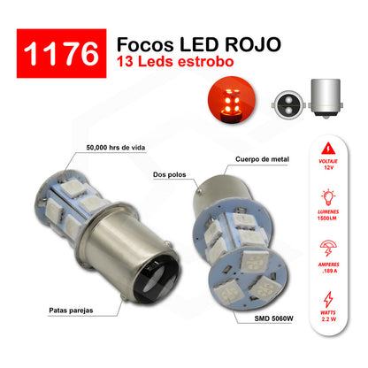 2 Focos 1157 1156 1176 3157 7440 7443 13 Leds  Estrobo 12v