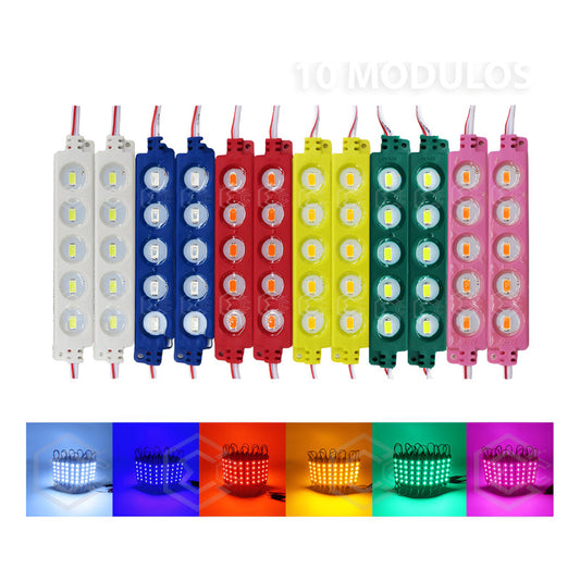 10 Modulos De 5 Leds 5630 Hiper Led Ip65 Contra Agua Color