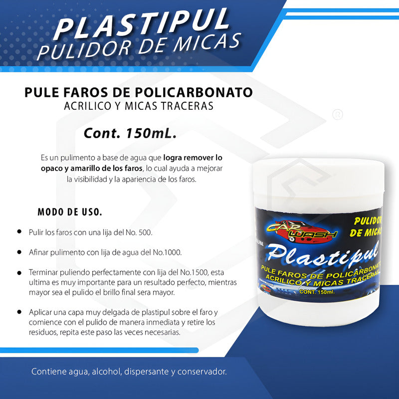 Pulidor De Faros Micas Calaveras Plastipul En Crema 150ml Blanco