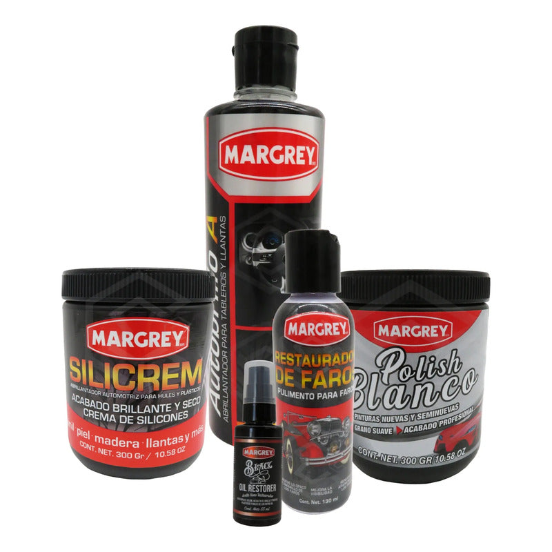 Kit Autobrillo A Silicrem Polish Oil Restorer Faros Margrey Agua