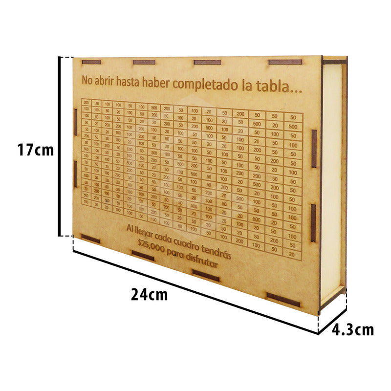 Alcancia Caja De Ahorro Con Objetivo 10k 25k 45k Dinero Mdf