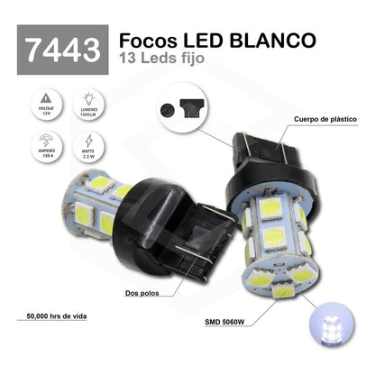 2 Focos 1157 1156 1176 3157 7440 7443 13 Leds Fijo Par Focos